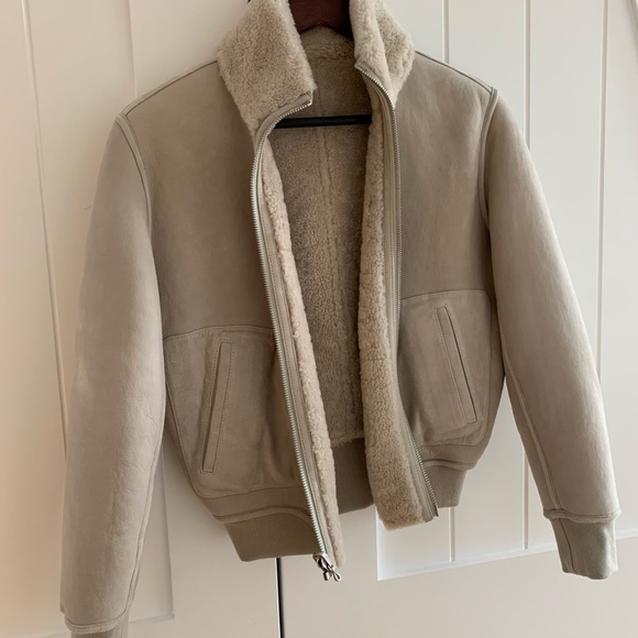 Ragbone Jodi Shearling Jacket Ivory Xxs 